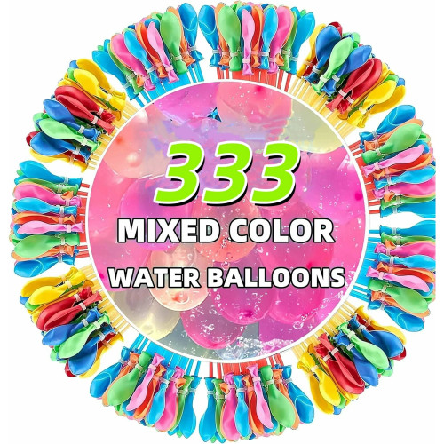 TGCUR Water Balloons, 333Pcs Quick Fill for Summer Party Self Sealing Mix Color