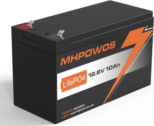 MHPOWOS 12V 10Ah LiFePO4 Battery, 3000+ Deep Cycles LiFePO4 Lithium Batteries Built-in 10A BMS, Perfect for Solar Battery Charger, Fish Finder, Power Wheels, LED Light, Toys, Off-Grid Applications