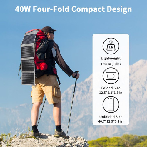 MHPOWOS Upgraded 40W Portable Solar Panel 19V Foldable Solar Charger with USB C, USB A and DC Outputs, Book Sized Mini Charger for iPhone, iPad, Power Bank, Camping, Hiking, Outdoor Travel