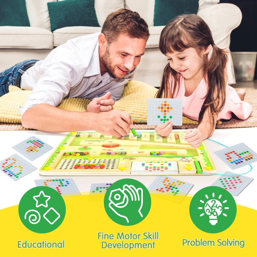 deli Magnetic Color and Number Maze, Montessori Toys for 3 4 5 Year Old, Wooden Matching Maze, Toddlers Educational Learning Counting Matching Toys Gift for Boys Girls 1