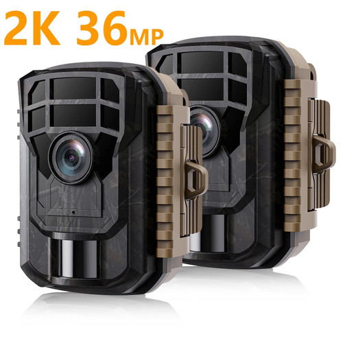 CAMPARK 2 Pack Trail Camera 36MP 2K Game Hunting Deer Camera Night Vision Waterproof Motion Activated
