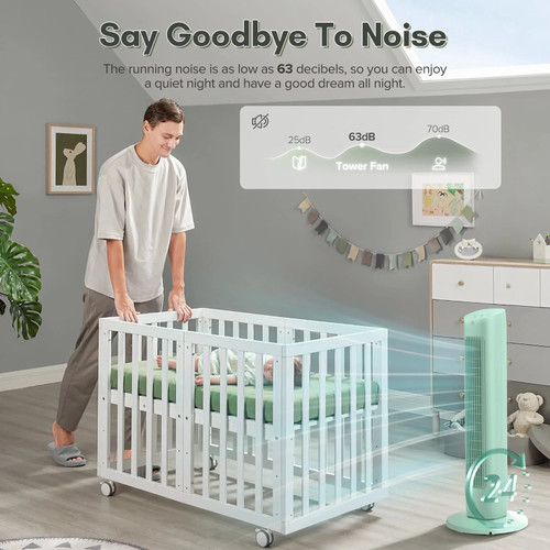 Havato Tower Fan for Bedroom, 85° Oscillating Fans, 3 Speeds, 15H Timer, 3-in-1 Fan Modes, Normal/Natural/Sleep Fan Modes, Green