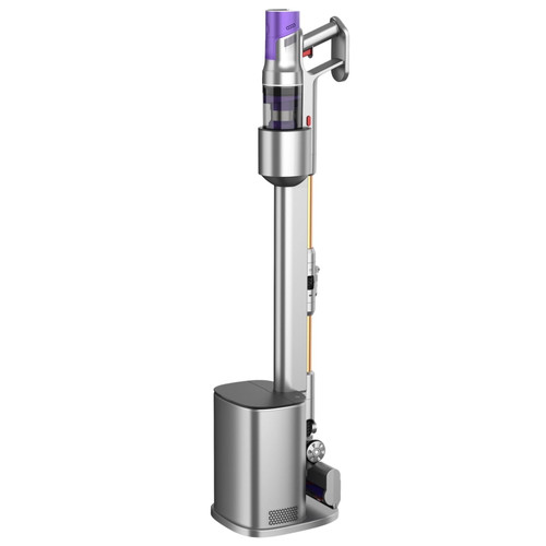 KISSAIR Clean & Empty Cordless Stick Vacuum Cleaner- Auto Empty Base, Self Cleaning Brushroll, HEPA Filter, Purple