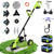 Tanbaby 12-inch 21V Cordless String Trimmer, Battery Powered Weed Wacker Grass Trimmer with two 3.0Ah Battery, Electric Weed Eater with 4 Types Cutting Blades for Trimming and Edging