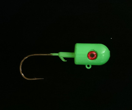 Fish WOW!® 8oz Glow Bullet Jig Head 32786 MUSTAD 2x Strong Hook 10/0 Nickel  New