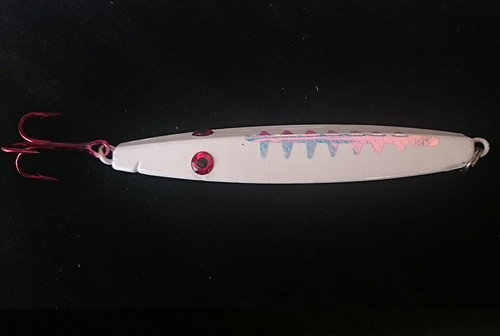 Our 16 oz glow diamond Jigs are white in color, and they GLOW