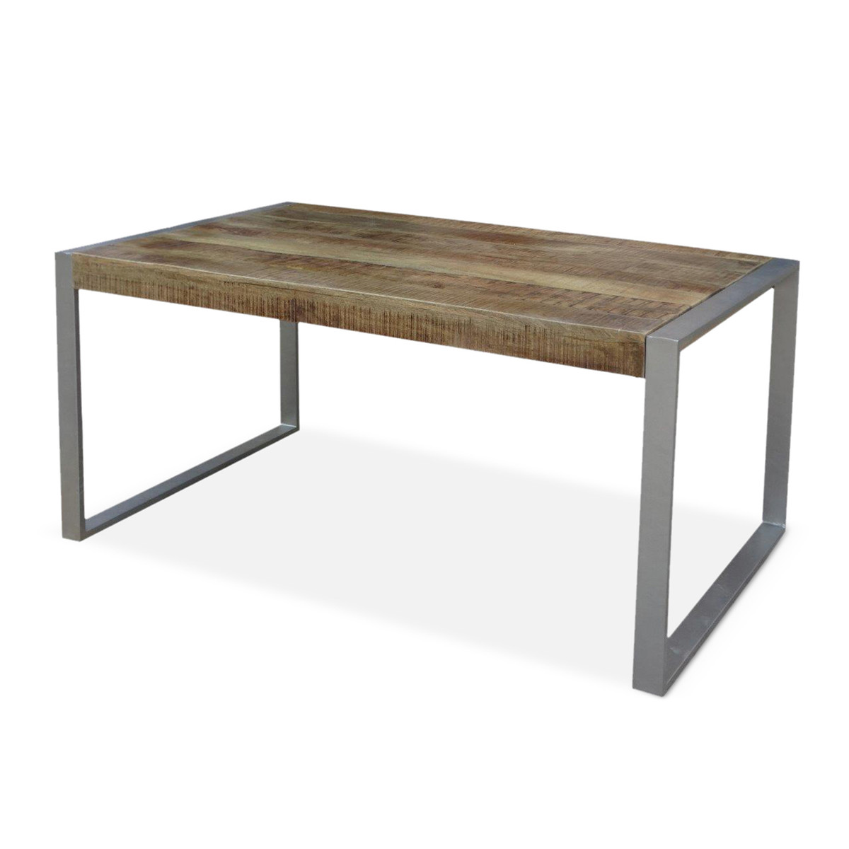 Reclaimed Wood Dining Table with Silver Metal Legs