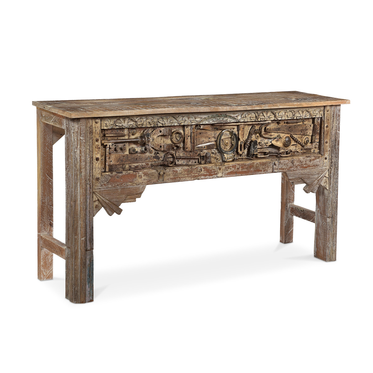 Tortoise Wooden Metal-Fitted Console