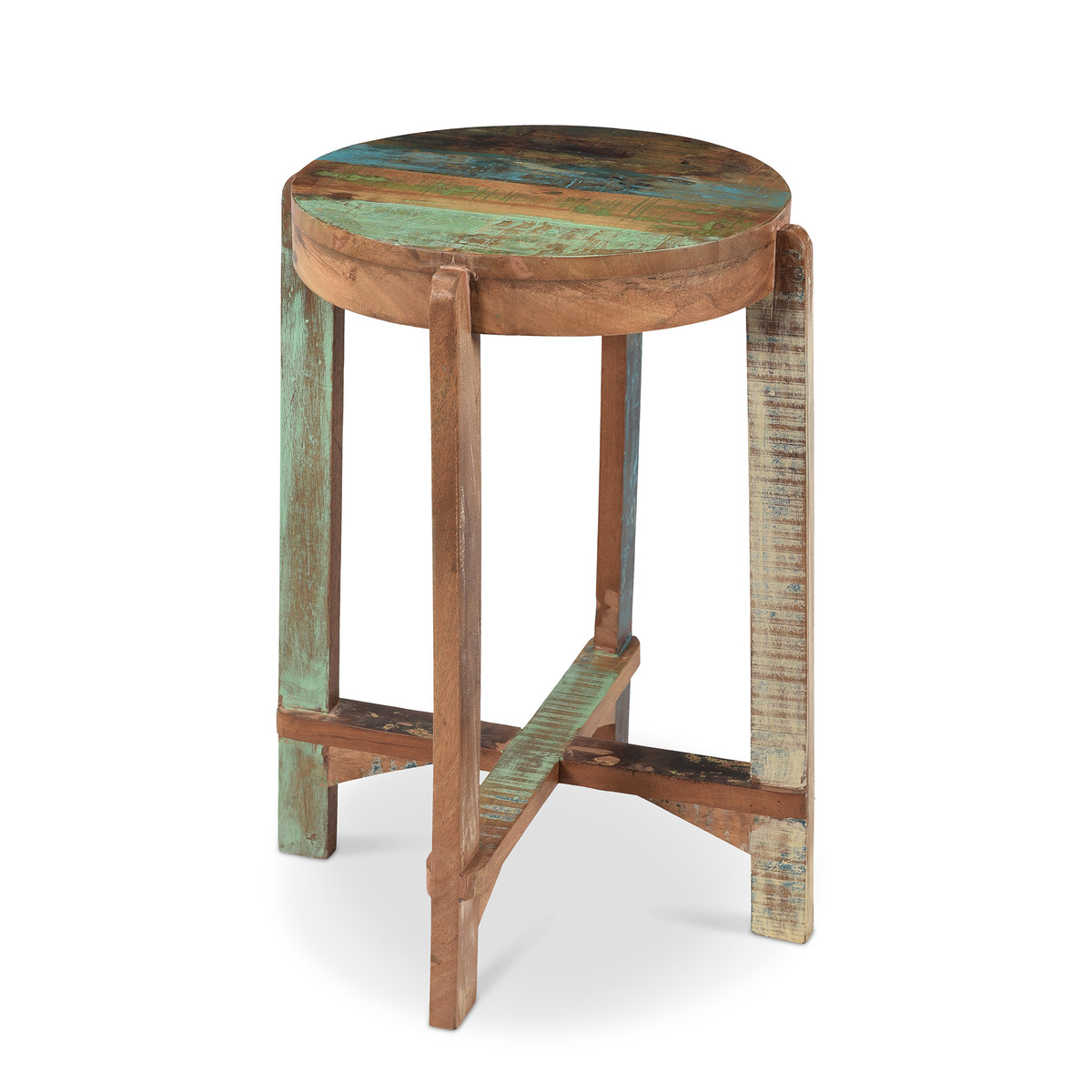 Bengal reclaimed wood stool - Tall