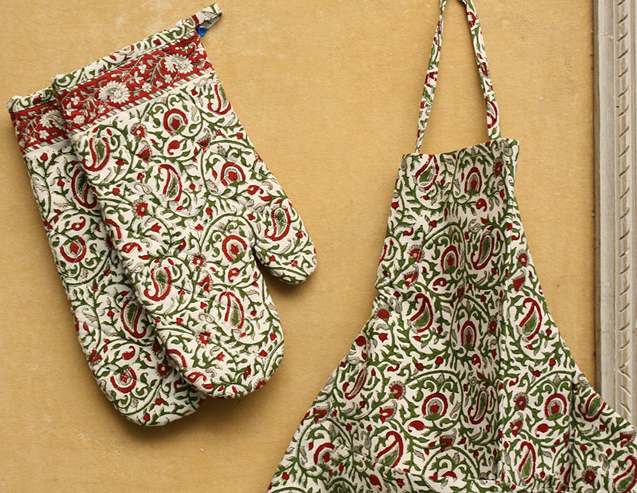 matching apron and oven mitt