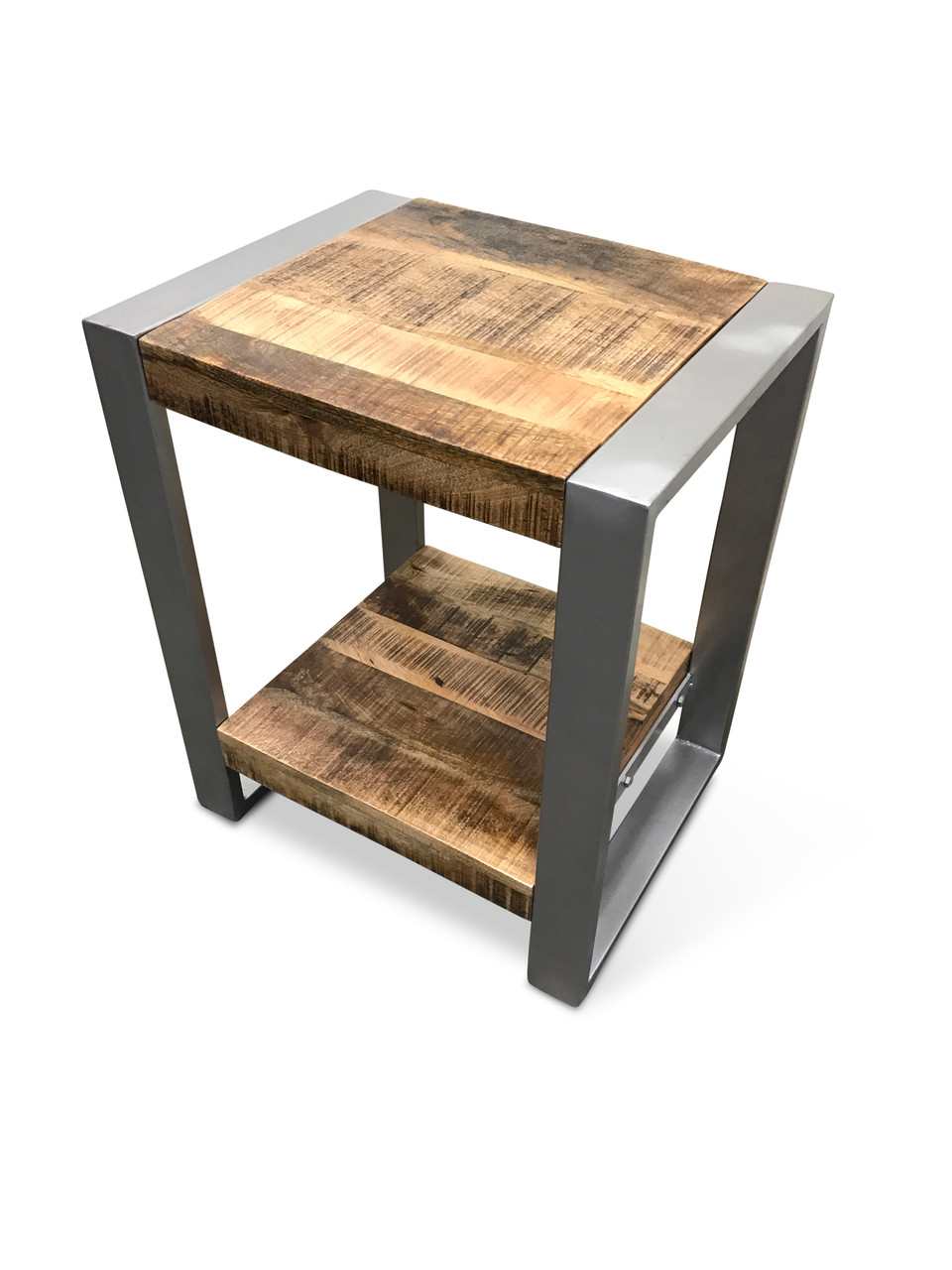 Reclaimed wood shop side table