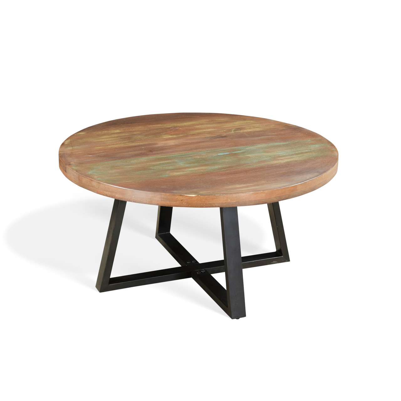 18 Round End Side Table Reclaimed Wood Planks