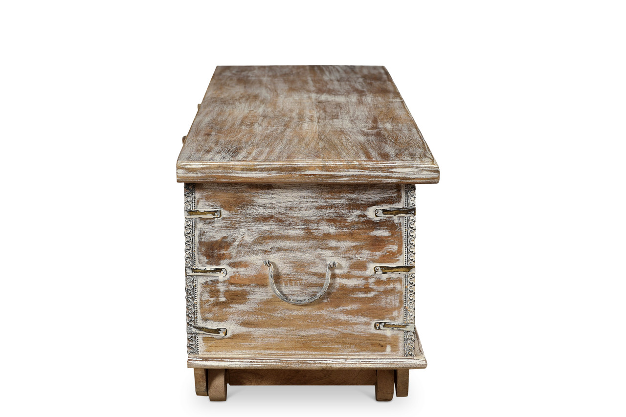 Timbergirl Reclaimed Wood Carved Panel Trunk Coffee Table