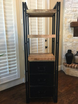 Reclaimed Wood Tall Rack with metal drawers