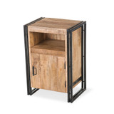 Industrial Reclaimed Wood and Iron 1-door Side Table