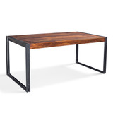 Solid Sheesham Wood Dining Table with Metal Legs
