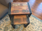 Old Reclaimed Wood Metal Nesting Table Set of 2