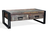 Old Reclaimed wood coffee table with double drawers