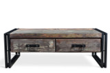 Old Reclaimed wood coffee table with double drawers