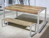 Reclaimed Wood Dining Table with Silver Metal Legs