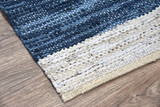 Timbergirl Navy Natural Leather and Jute Handmade Rug