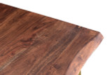 Timbergirl Seesham Live Edge Dining Table Gold Legs