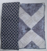 100% COTTON HAND PRINTED NAVY AND WHITE GEOMETRIC QUILT WITH 2 SHAMS