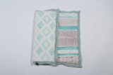 100% COTTON HAND PRINTED GREY AND TEAL QUILT WITH 2 SHAMS
