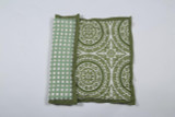 100% COTTON HAND PRINTED GREEN CIRCLE QUILT WITH 2 SHAMS