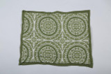 100% COTTON HAND PRINTED GREEN CIRCLE QUILT WITH 2 SHAMS