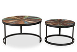 Delian Round coffee table with black legs- Set of 2