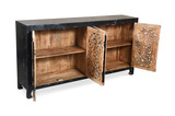 Hawk Black Handcarved 4 Door Buffet Sideboard Cabinet