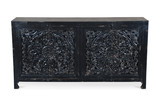 Hawk Black Handcarved 4 Door Buffet Sideboard Cabinet