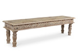 Driftwood Carved 3 Piece Dining Table set - 6 Seater