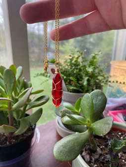 Ruby Crystal Point Pendant Necklace