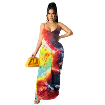 Tie Dye Strap Maxi Dress