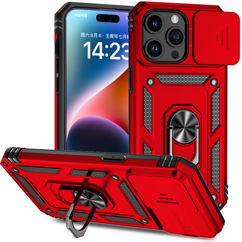 Sliding Camshield Holder Phone Case for iPhone 15 Pro - Red