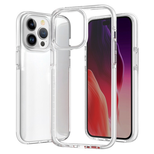 Two-color Shockproof High Transparency TPU Phone Case for iPhone 15 Pro - White