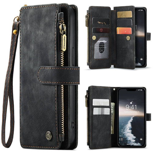 CaseMe C30 Multifunctional Leather Phone Case for iPhone 15 - Black