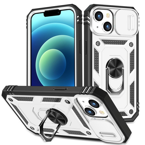 Sliding Camshield Holder Phone Case for iPhone 15 - White+Black