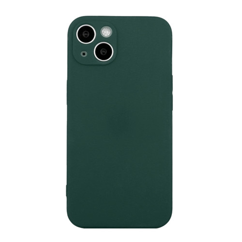 Straight Edge Solid Color TPU Shockproof Phone Case for iPhone 15 - Dark Green