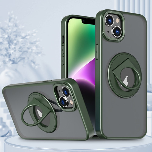 Rotating Ring Magnetic Holder Phone Case for iPhone 15 - Green