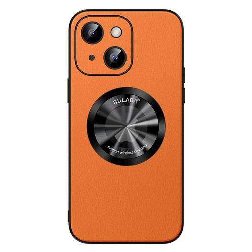 SULADA Microfiber Leather MagSafe Magnetic Phone Case for iPhone 15 - Orange