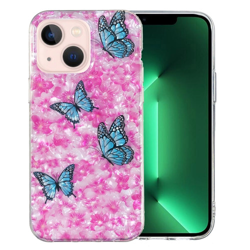 IMD Shell Pattern TPU Phone Case for iPhone 15 - Colorful Butterfly