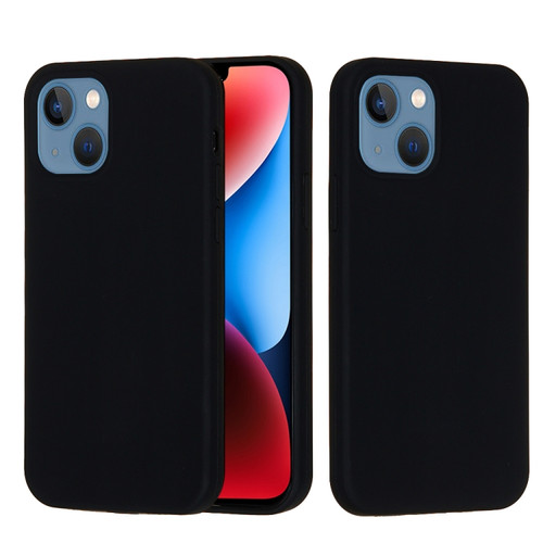 Solid Color Silicone Phone Case for iPhone 15 Plus - Black