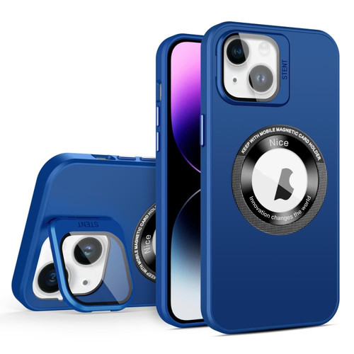 Skin Feel Magnifier MagSafe Lens Holder Phone Case for iPhone 15 Plus - Royal Blue