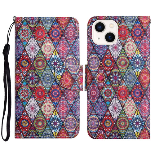 3D Colored Drawing Flip Leather Phone Case for iPhone 15 Plus - Kaleidoscope