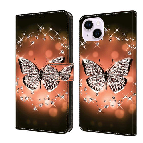 Crystal 3D Shockproof Protective Leather Phone Case for iPhone 15 Plus - Crystal Butterfly