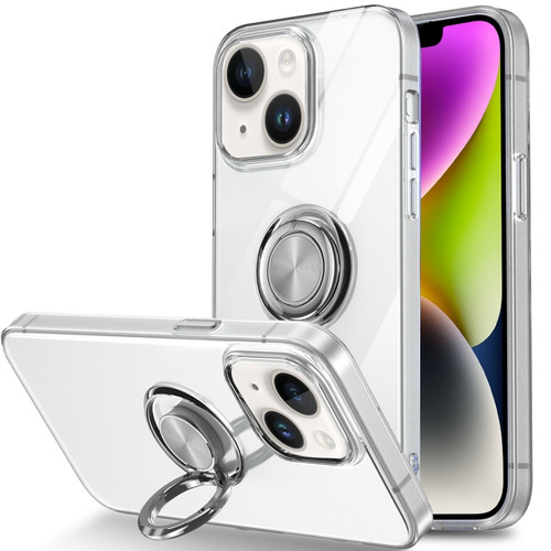 Ring Holder TPU Phone Case for iPhone 15 Plus - Transparent