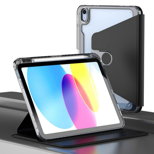 Clear 360 Rotation Stand Smart Leather Tablet Case for iPad 10th Gen 10.9 2022 - Black